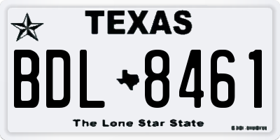 TX license plate BDL8461