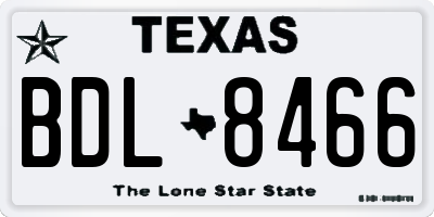 TX license plate BDL8466