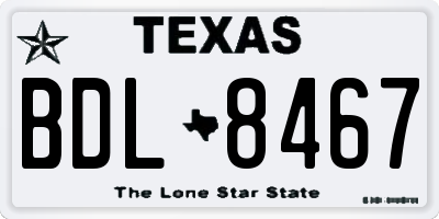 TX license plate BDL8467