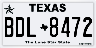 TX license plate BDL8472