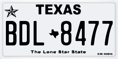 TX license plate BDL8477