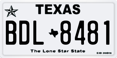 TX license plate BDL8481