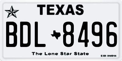 TX license plate BDL8496