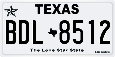 TX license plate BDL8512
