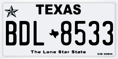 TX license plate BDL8533