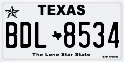 TX license plate BDL8534