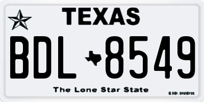 TX license plate BDL8549