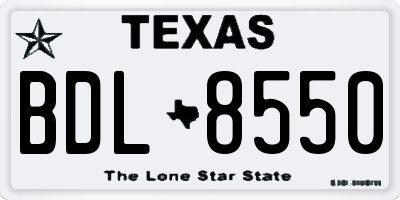 TX license plate BDL8550