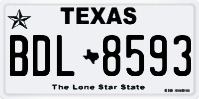 TX license plate BDL8593