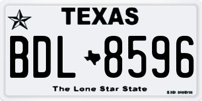 TX license plate BDL8596