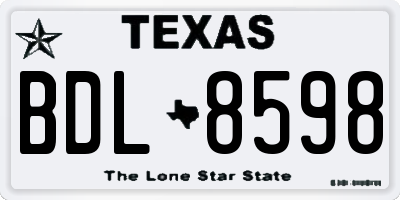 TX license plate BDL8598