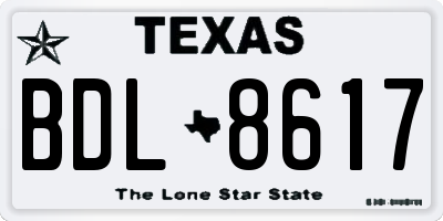 TX license plate BDL8617