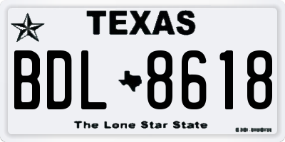 TX license plate BDL8618
