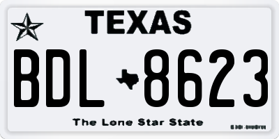 TX license plate BDL8623