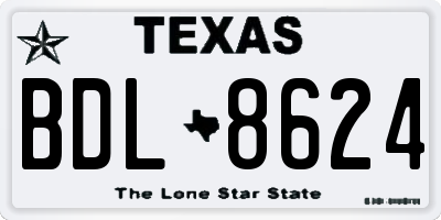 TX license plate BDL8624