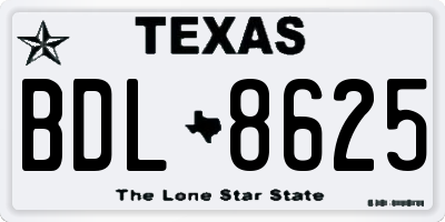TX license plate BDL8625