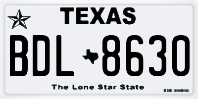 TX license plate BDL8630