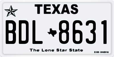 TX license plate BDL8631