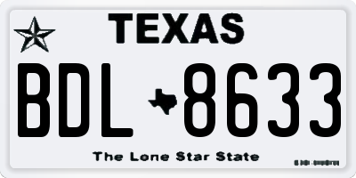 TX license plate BDL8633