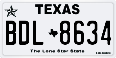 TX license plate BDL8634