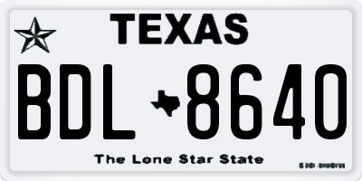 TX license plate BDL8640