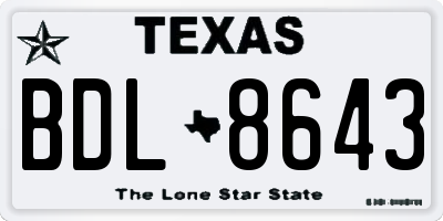 TX license plate BDL8643