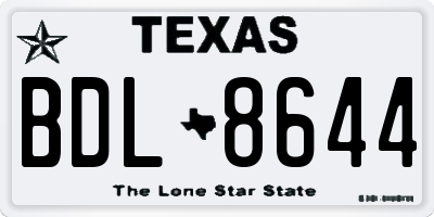 TX license plate BDL8644