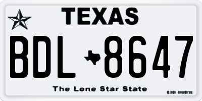TX license plate BDL8647