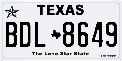 TX license plate BDL8649