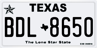 TX license plate BDL8650