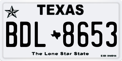 TX license plate BDL8653