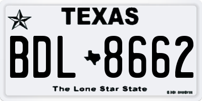 TX license plate BDL8662