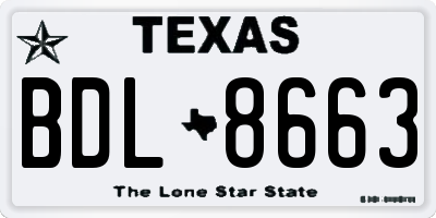 TX license plate BDL8663