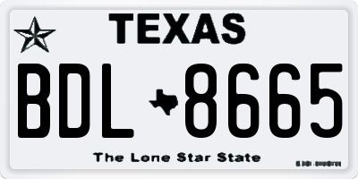 TX license plate BDL8665