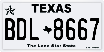 TX license plate BDL8667