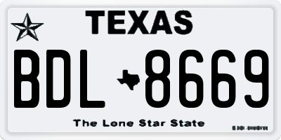 TX license plate BDL8669