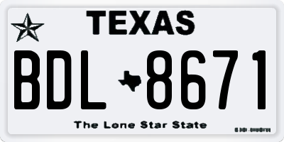 TX license plate BDL8671