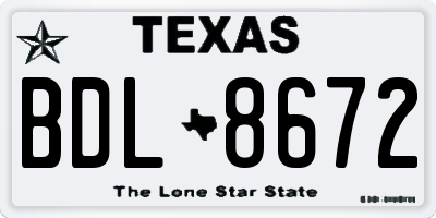 TX license plate BDL8672