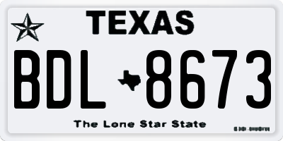 TX license plate BDL8673