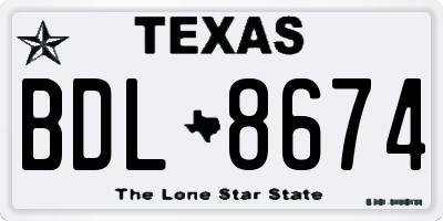 TX license plate BDL8674