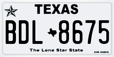 TX license plate BDL8675