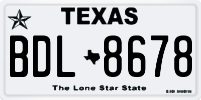 TX license plate BDL8678
