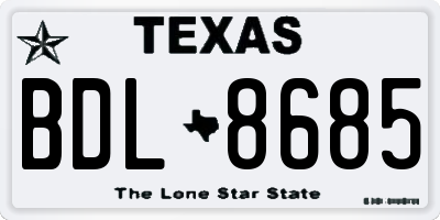 TX license plate BDL8685
