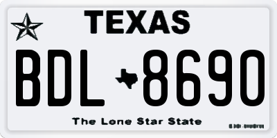 TX license plate BDL8690