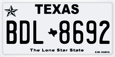 TX license plate BDL8692