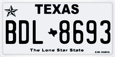 TX license plate BDL8693