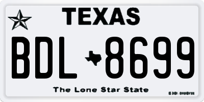 TX license plate BDL8699