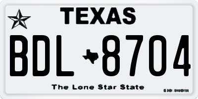 TX license plate BDL8704