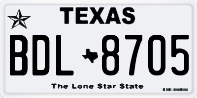 TX license plate BDL8705