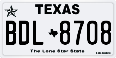 TX license plate BDL8708